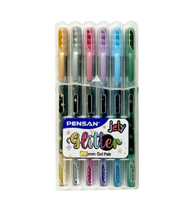 Simli Jel Kalem 6 Renk 1 Paket 1.0 mm Plastik Kutulu Simli Kalem Seti Altın Sarı Gümüş Gri Pembe Mor Mavi Yeşil (Karışık)