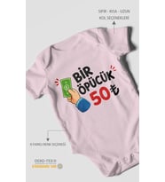 Bir Öpücük 50TL Kısa Kollu Bebek Body %100 Pamuk