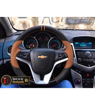 Chevrolet Cruze Dikme Direksiyon Kılıfı Delikli Deri Parlak Siyah Taba Detay Çift Yüzük ve Dikiş 2008-2016
