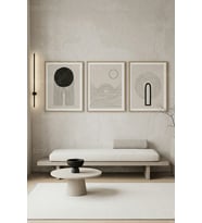 Modern Minimalist Soyut Çizgi Sanatı 3’lü Ahşap Çerçeveli Tablo Seti