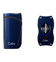 Colibri Mavi Karbon Desenli Çakmak Kesici Set