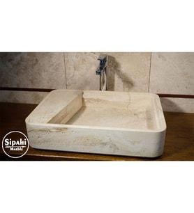 Sipahi Marble Traverten Gizli Giderli Sabunluklu Oval Köşe Kare Lavabo