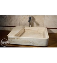 Sipahi Marble Traverten Gizli Giderli Sabunluklu Oval Köşe Kare Lavabo