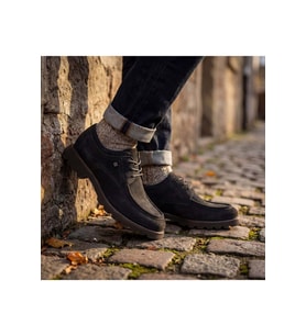 Galler 5919 - Hakiki Süet Deri Bağcıklı Erkek Casual Loafer Ayakkabı - SİYAH - 44