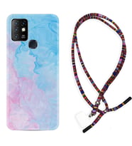 INFINIX Hot 8 9 10 11S Hot 10 Play 10T Kılıf Boyun Asklı Rasta Silikon Pink Blue Abstract 1385