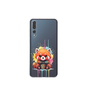 Huawei P20 Pro ile Uyumlu Splash Tilki Tasarımlı Şeffaf Silikon Kılıf