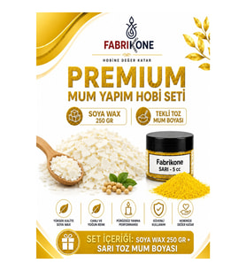 Premium Mum Yapım Hobi Seti - Soya Wax 250 gr - Tekli Toz Mum Boyası - Sarı BKFABSW2501SR