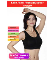 Özel Üretim Pedsiz Rahat Günlük Spor Sıkılaştırıcı Toparlayıcı Kalın Askılı Dikişsiz Büstiyer (Siyah)