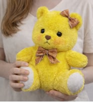 Sevimli Puf Sarı Ayı Peluş 30 cm (Sarı-Ekru)