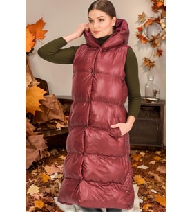 Z6734 DEWBERRY XEXESE BAYAN YELEK-DÜZ BORDO
