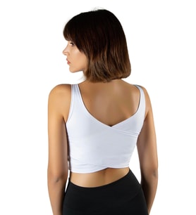 Kadın Beyaz Sırt Detaylı Kare Yaka Fitted/Vücuda Oturan Spor Sütyeni Bluz Crop Atlet 23K-TRP-CRP13