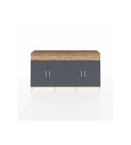 Arges Konsol 4 Raflı 3 Çekmeceli 4 Kapaklı 176x30x99 Çam-Antrasit/Çam
