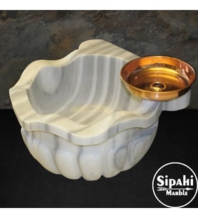 Sipahi Marble Marmara  İnce Dilimli Kulaksız Mermer Kurna