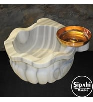 Sipahi Marble Marmara  İnce Dilimli Kulaksız Mermer Kurna