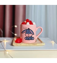Eeyore Tasarımlı Kişiye Özel Pembe Türk Kahvesi Fincanı