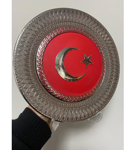 Tabak Türk Bayrağı Büyük 21 cm (Gümüş Gri)