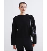LCW Comfort Siyah Bisiklet Yaka Crop Kadın Triko Kazak
