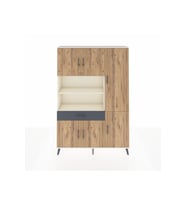 Arges Dolap 10 Raflı Tek Çekmeceli 6 Kapaklı 132x30x195 Aytaşı-Çam/Antrasit