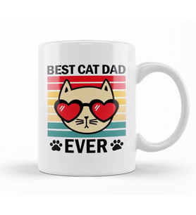 Best Cat Dad Ever Retro Design for Cats Lover Dads Aşk Kedi Kupa Bardak Porselen