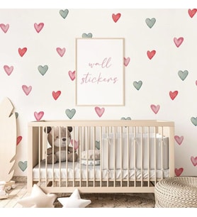 Pastel Güzel Kalpler Duvar Çıkartmaları, Renkli Stickers, Sevimli Çocuk Odası Dekorasyon Sticker Etiket (Karışık)
