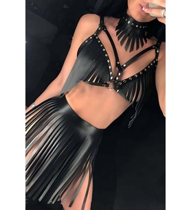Mulvxbrf Brf02 Püsküllü Etek, Sütyen Ve Choker Takım - Brf482 (Mulvix)