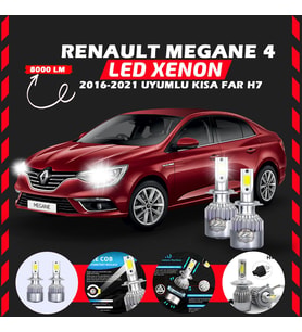 Renault Megane 4 2016-2021 Kısa Far Uyumlu Şimşek Etkili Led Xenon Performance Series H7