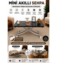 Mini İÇE K Akıllı Sehpa Üst Mdf Oval Köşe Alt Krom Kaplama