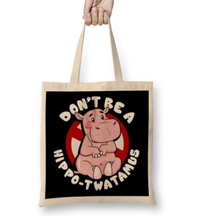 Funny Don't Be a Hippo-Twatamus Hippopotamus Pun Bez Çanta Uzun Saplı