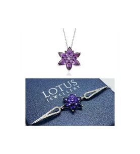 Lotus Çiçeği Bileklik Ve Kolye Seti 925 Ayar Gümüş Set