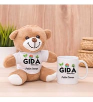 Bayan Gıda Mühendisine Hediye Peluş Ayıcık ve Kupa Bardak (Model 1)