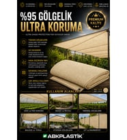 500 x 800 Tüm Ölçüler Montaja Hazır %95 Krem Gölgelik - Çit Filesi - Şerit Kolon Fitil + Kuş Gözü Balkon Tülü