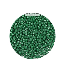 Koyu Yeşil Renk 4 mm Yaklaşık 1100 adet / 100 gram Cam Boncuk Oya Yazma Bileklik ve Kolye