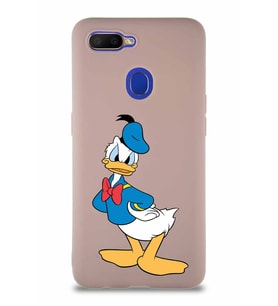 Oppo A12 Soft Premier Kapak Donald Duck-D Tasarımlı Silikon Kılıf - Pudra (Şeffaf)