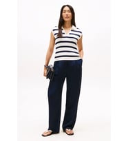 Tommy Hilfiger Viskon Twill Rahat Kesim Düz Paça Kadın Pantolon WW0WW46749C1G