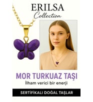 Sertifikalı Sarı Renkli Kelebek Model Mor Turkuaz Taşı Kolye – Ruhsal Denge, Şans ve Yenilenme Taşı (Çok Renkli)