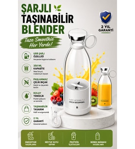 Pembe ve Beyaz Renkli Mini Boy Taşınabilir Meyve Blenderı