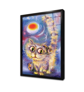 Sevimli Kedi Çerçeveli Cam Tablo