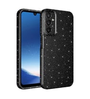 Samsung Galaxy A15 Kılıf Kamera Korumalı Simli Lüks Işıltılı Silikon (Siyah)