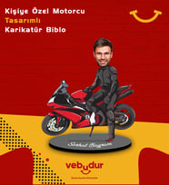 Kişiye Özel Motorcu Tasarımlı Karikatür Biblo Erkek Model-1