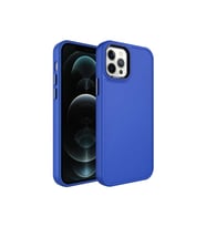 Apple iPhone 12 Pro Uyumlu Kılıf Metal Çerçeve ve Buton Tasarımlı Sert Zore Botox Kapak (SAKS MAVI)
