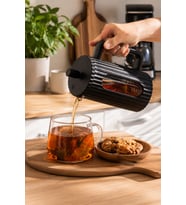 Smartpan BV093 French Press Paslanmaz Çelik Süzgeçli Cam Bitki Çayı Demliği Kahve Presi - 600 Ml
