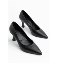Kadın Siyah Cilt Hakiki Deri Sivri Topuklu Stiletto (Karışık)