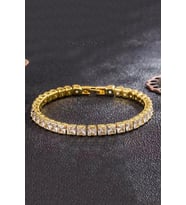 Kadın 316 L Çelik Vip Seri Antialerjik Baget Zirkon Taşlı Su Yolu Bileklik  Ölçüleri 17cm + 3 cm uzatma 4MM Taş Boyutu