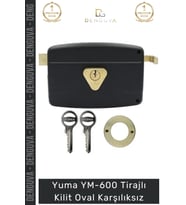 #Kilit Dış Kapı Güvenli Mat 70mm Sağlam YM600 Kilit Yuma Tirajlı Kilit Oval Karşılıksız Siyah - 1 Ad