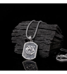 925 Ayar Gümüş Ayı Motifli Unisex Model Kolye (Gri)