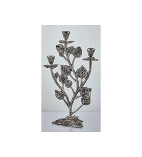 LEAF 3 LIGHTS CANDLE HOLDER NICKEL ANTIQUE 25,5X15,5X43 CM