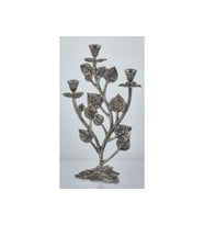 LEAF 3 LIGHTS CANDLE HOLDER NICKEL ANTIQUE 25,5X15,5X43 CM