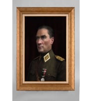 Altın Varaklı Paspartulu Çerçeveli Atatürk Tablo nt1063
