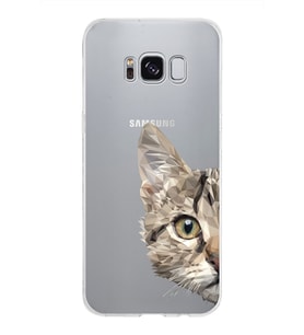 Samsung Galaxy S8 Kapak Catface Tasarımlı Şeffaf Silikon Kılıf
