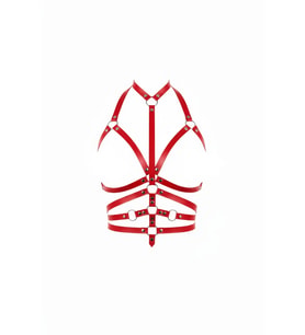Mulvxbrf Brf02 Kırmızı Göğüs Harness Deri Halka Detaylı Vücut Aksesuarı - Brf24 (Mulvix)